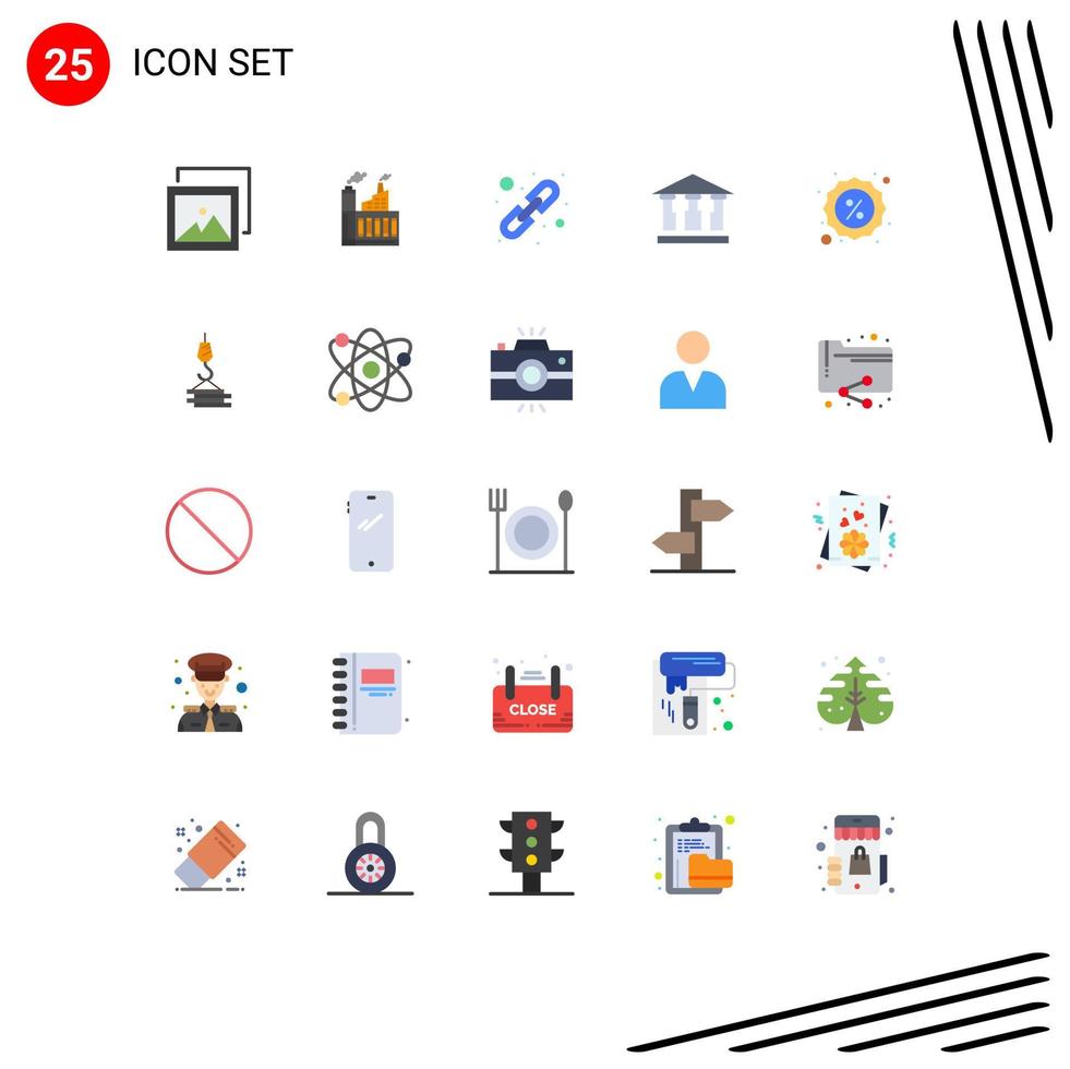 Set of 25 Modern UI Icons Symbols Signs for tag discount link mony bank Editable Vector Design Elements