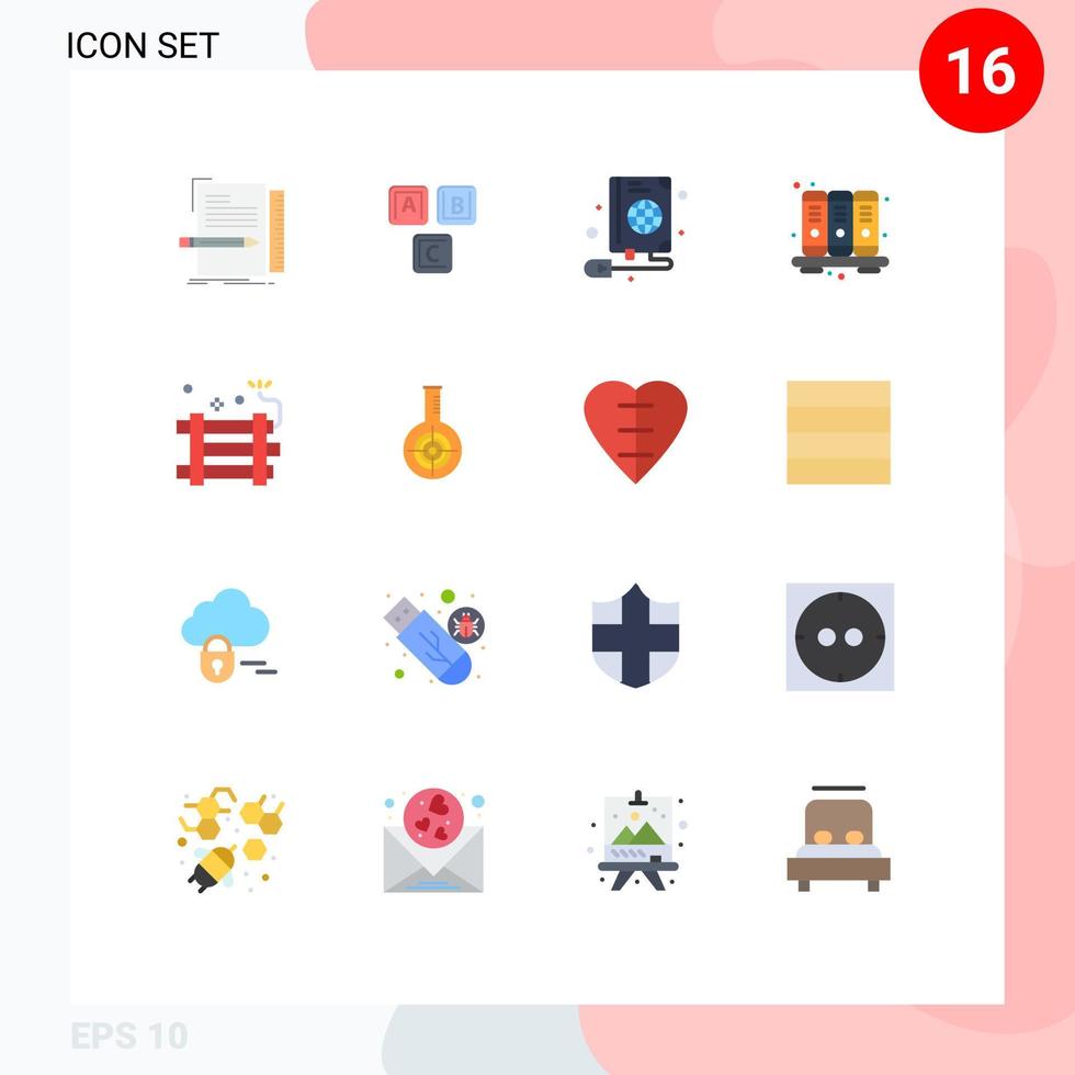 Set of 16 Vector Flat Colors on Grid for notebook business alphabet agenda web Editable Pack of Creative Vector Design Elements