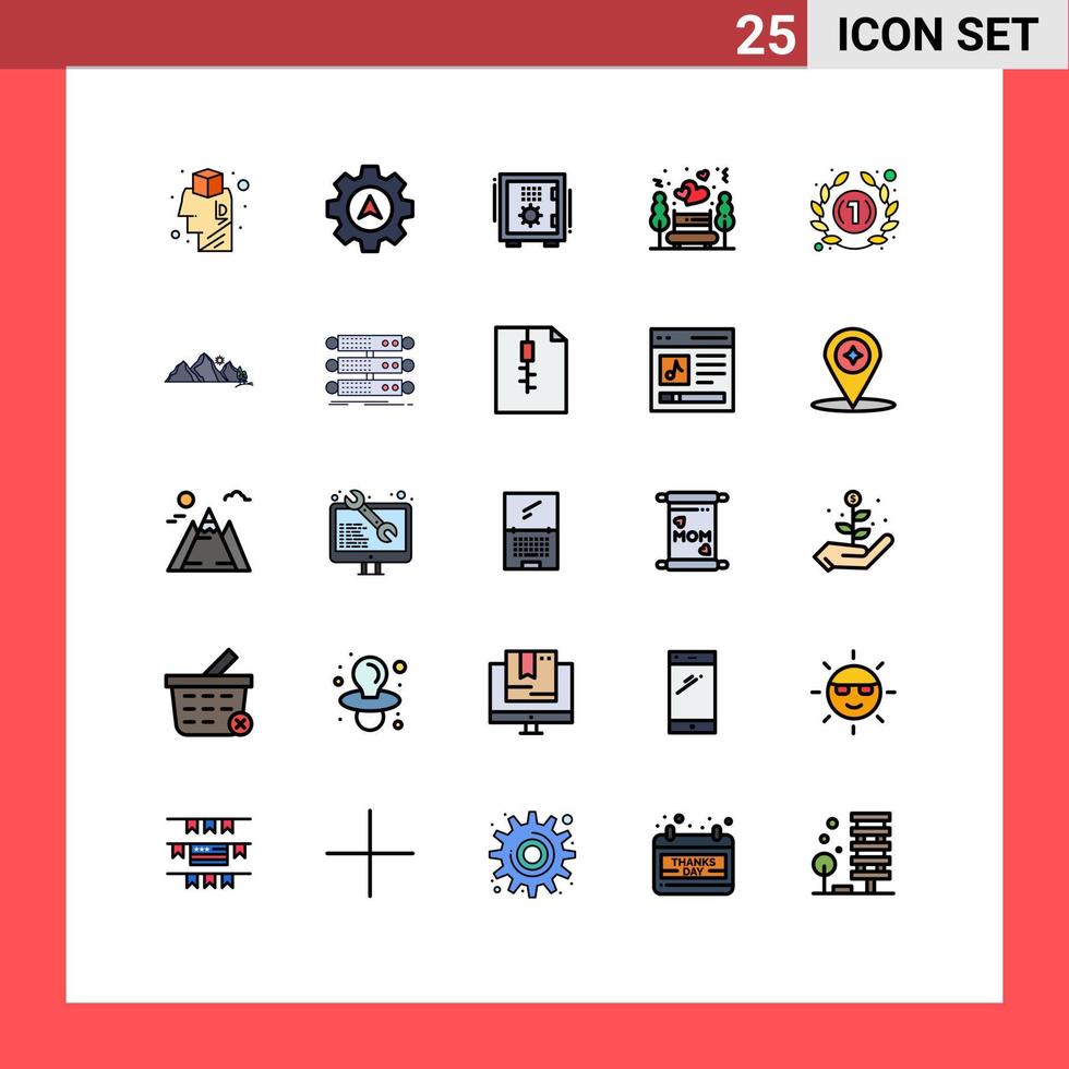 Modern Set of 25 Filled line Flat Colors and symbols such as count park box night night date Editable Vector Design Elements