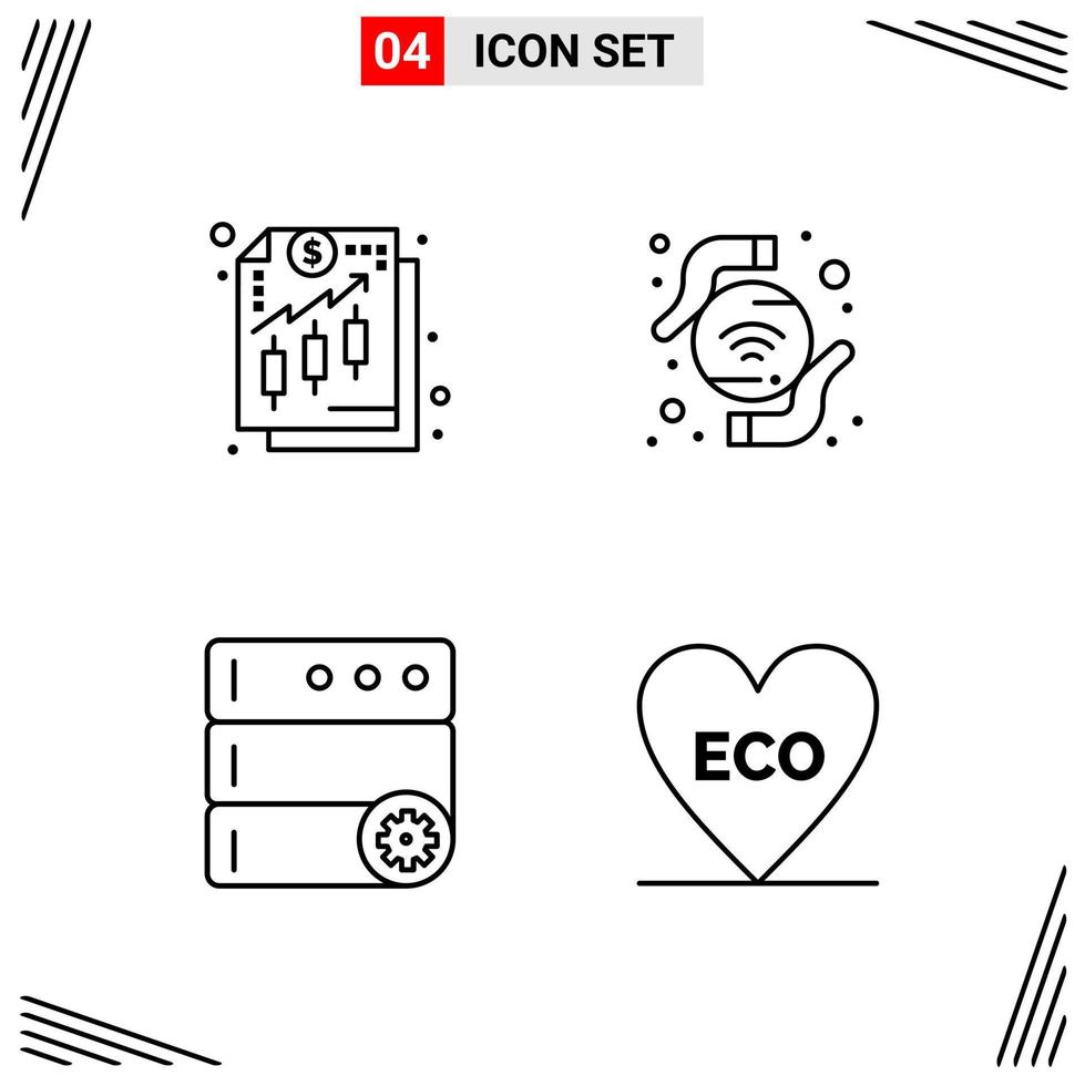 4 Icons Line Style Grid Based Creative Outline Symbols for Website Design Simple Line Icon Signs Isolated on White Background 4 Icon Set vector