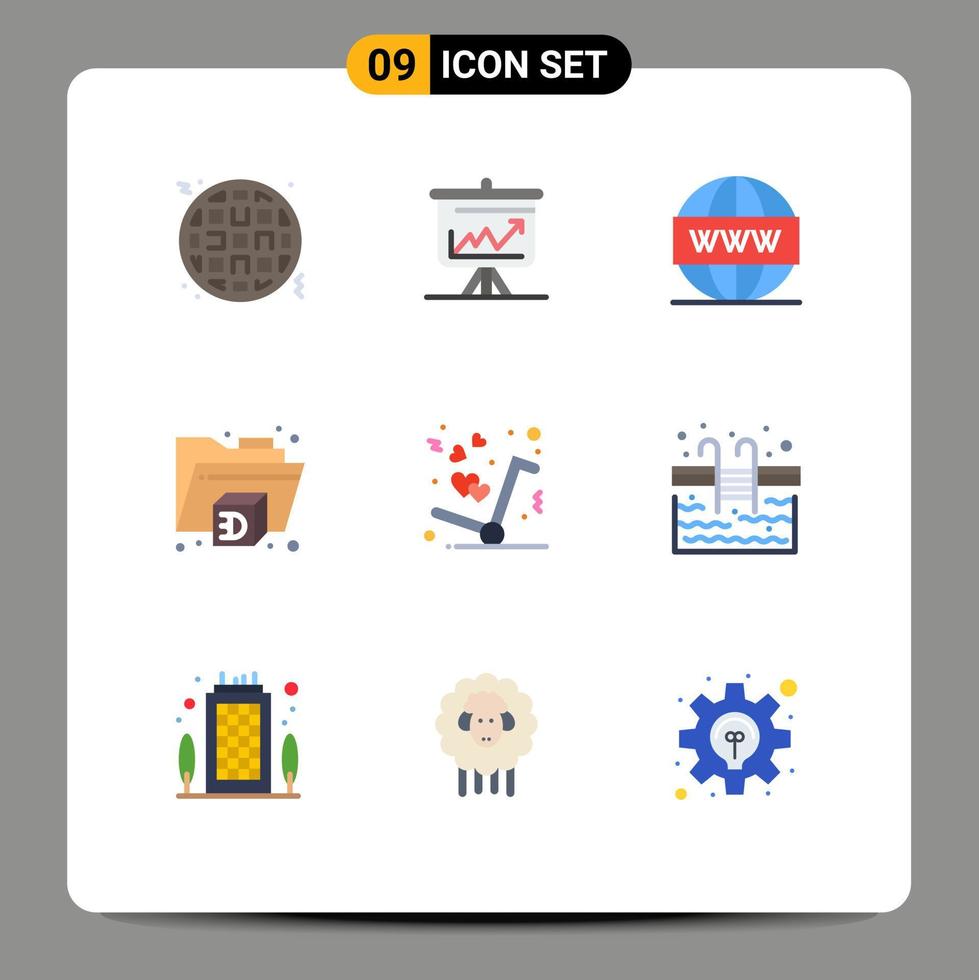 9 iconos creativos signos y símbolos modernos de la carpeta del motor de entrega como elementos de diseño vectorial editables web vector