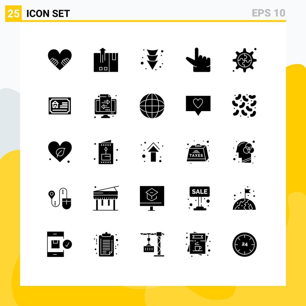 Editable Vector Line Pack of 25 Simple Solid Glyphs of home gear arrow process zoom Editable Vector Design Elements