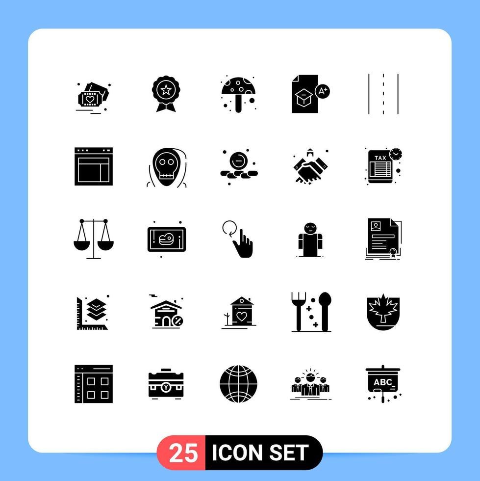 Pictogram Set of 25 Simple Solid Glyphs of driveway school trusted knowledge education Editable Vector Design Elements