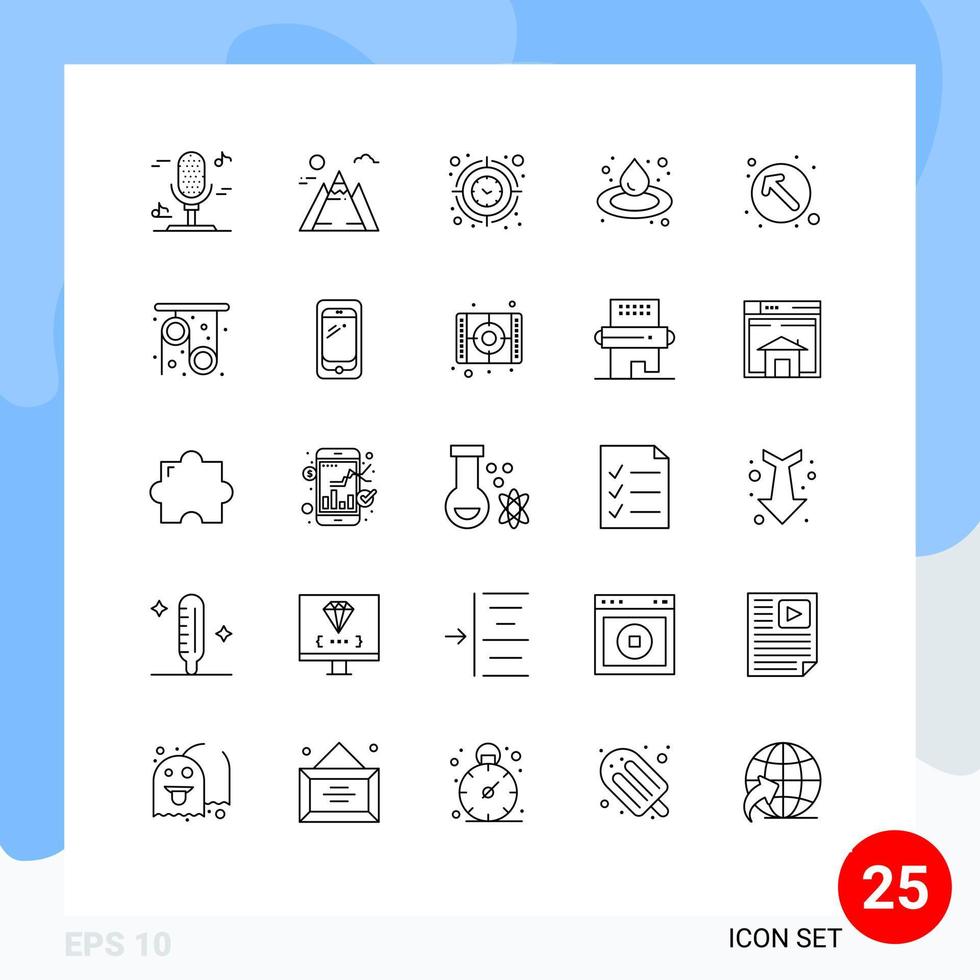 Pack of 25 creative Lines of up left direction target arrow droop Editable Vector Design Elements
