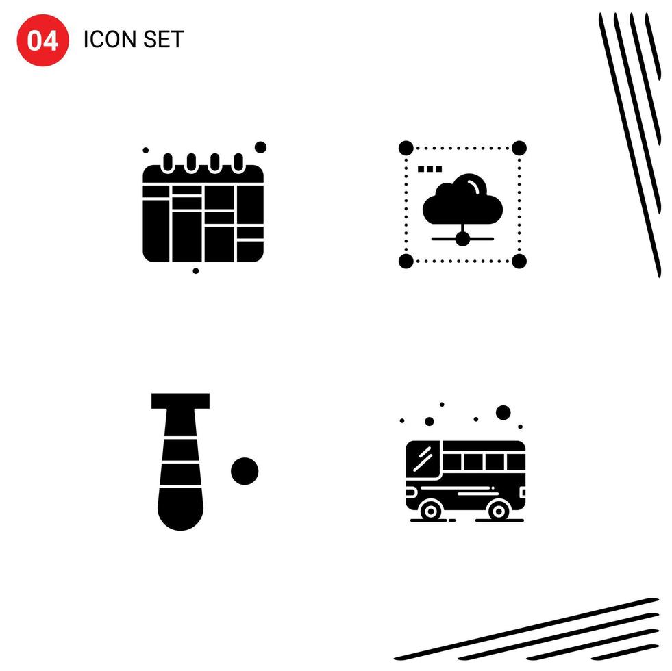 User Interface Pack of 4 Basic Solid Glyphs of iteration bat cloud secure sport Editable Vector Design Elements