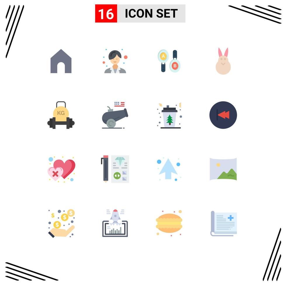 Set of 16 Modern UI Icons Symbols Signs for kettlebell dumbbell sign barbell easter bunny Editable Pack of Creative Vector Design Elements