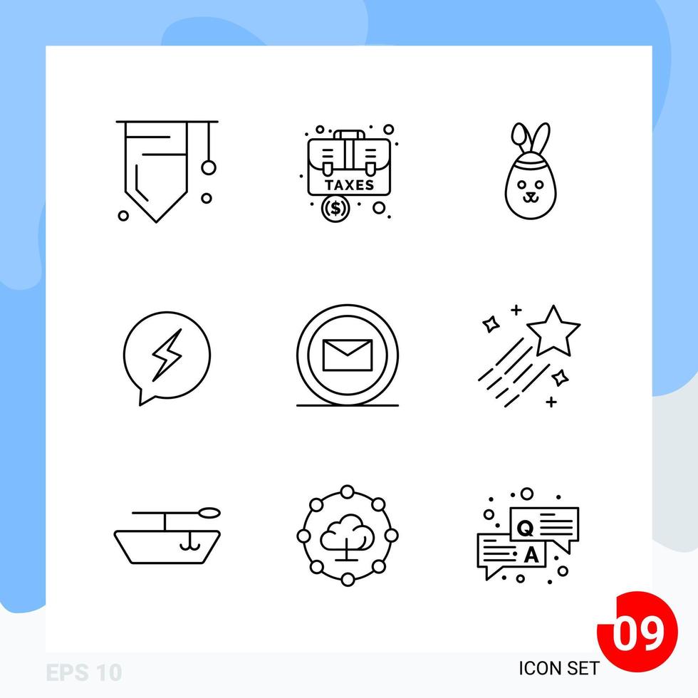 Modern Pack of 9 Icons Line Outline Symbols isolated on White Backgound for Website designing vector