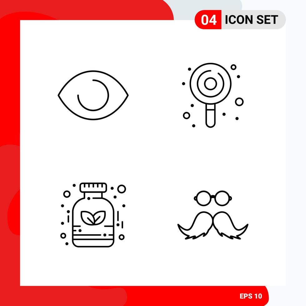 Creative Set of 4 Universal Outline Icons isolated on White Background vector