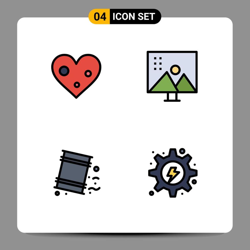 paquete de iconos de vector de stock de 4 signos y símbolos de línea para barriles de corazón favoritos modificar fotografías elementos de diseño de vector editables de basura