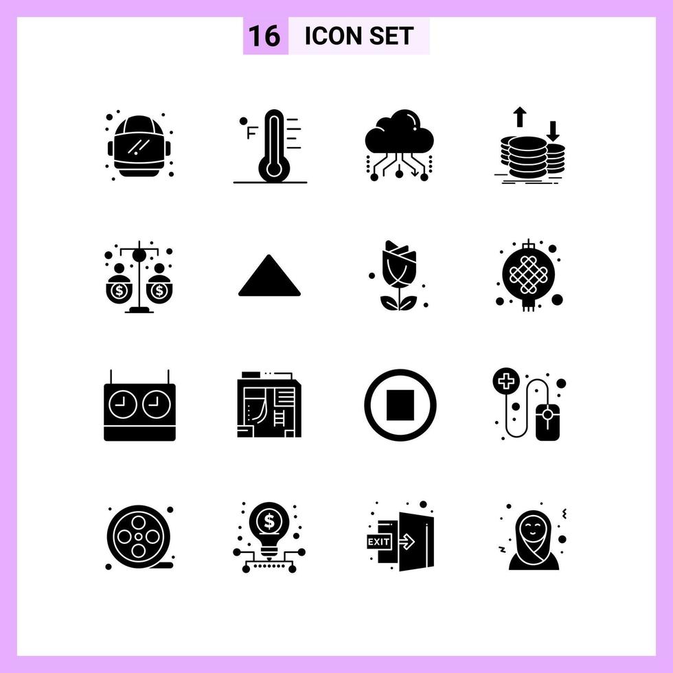 16 Icons in Solid Style Glyph Symbols on White Background Creative Vector Signs for Web mobile and Print