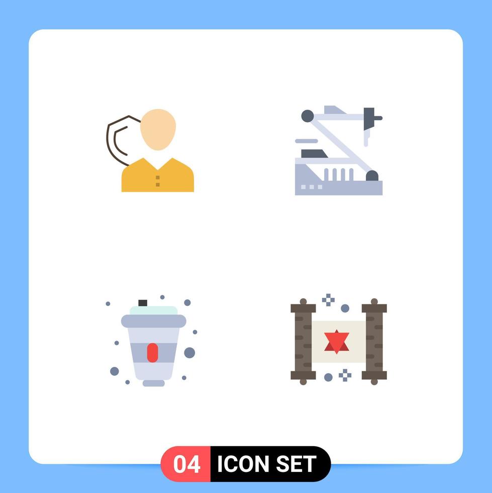 4 Universal Flat Icons Set for Web and Mobile Applications security medicine person shield robotics Editable Vector Design Elements