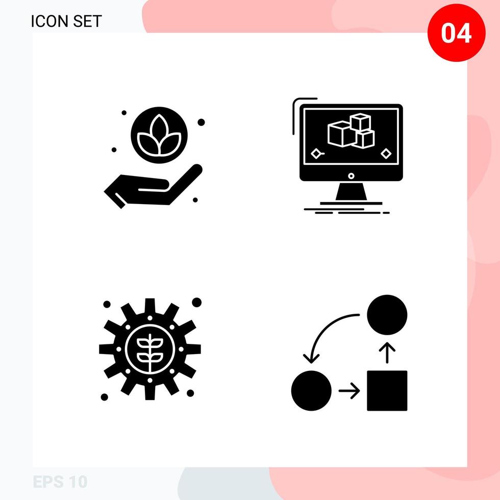 Vector Pack of 4 Icons in Solid Style Creative Glyph Pack isolated on White Background for Web and Mobile