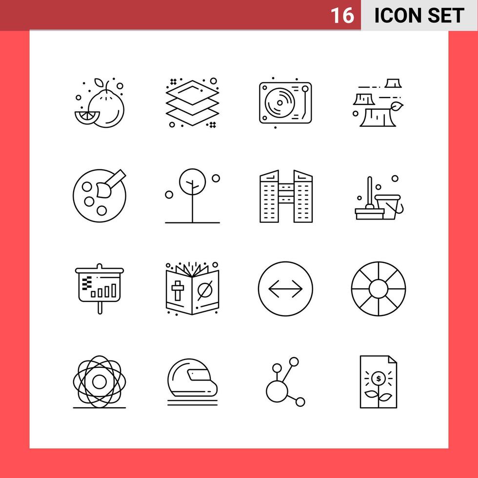 16 Icon Pack Line Style Outline Symbols on White Background Simple Signs for general designing vector