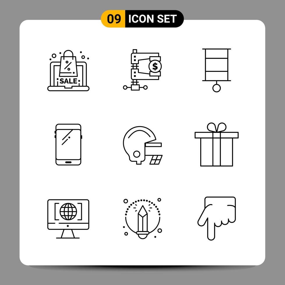 9 Black Icon Pack Outline Symbols Signs for Responsive designs on white background 9 Icons Set vector