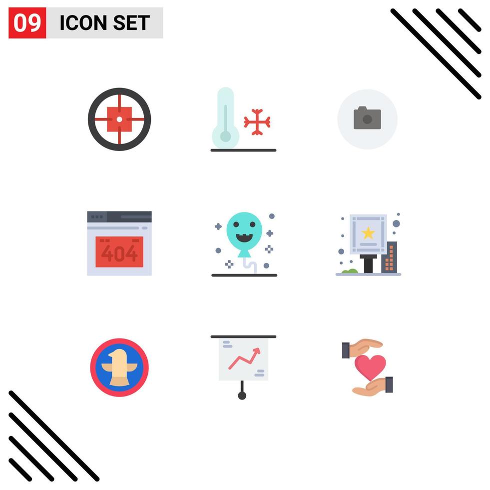 Universal Icon Symbols Group of 9 Modern Flat Colors of halloween http error weather error page ui Editable Vector Design Elements