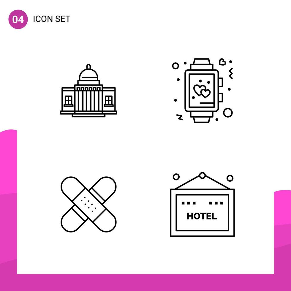 Outline Icon set Pack of 4 Line Icons isolated on White Background for responsive Website Design Print and Mobile Applications vector