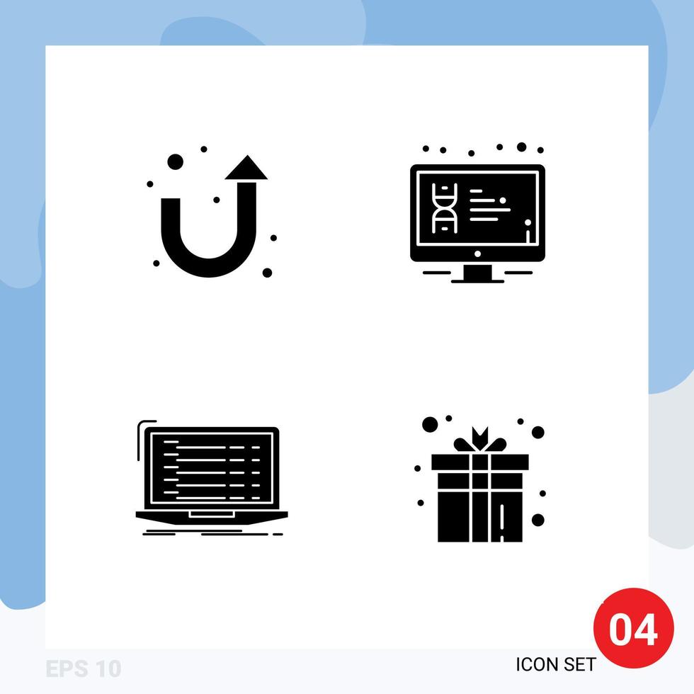 conjunto de 4 iconos de interfaz de usuario modernos signos de símbolos para elementos de diseño vectorial editables del desarrollador del monitor de visualización de la aplicación de flecha vector