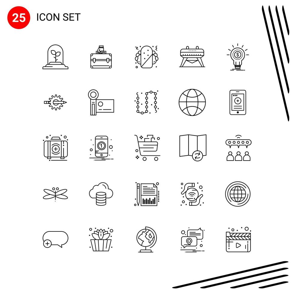 Collection of 25 Vector Icons in Line style Pixle Perfect Outline Symbols for Web and Mobile Line Icon Signs on White Background 25 Icons