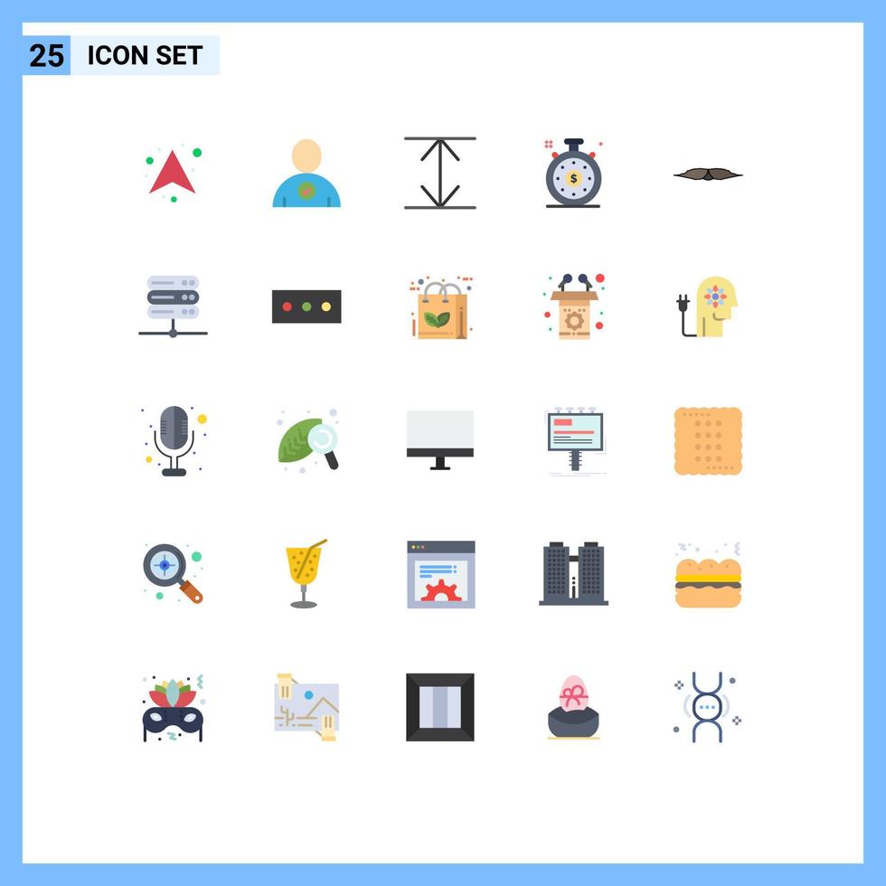 conjunto de 25 iconos modernos de la interfaz de usuario signos de símbolos para la base de datos masculina ampliar elementos de diseño vectorial editables de bigote movember vector