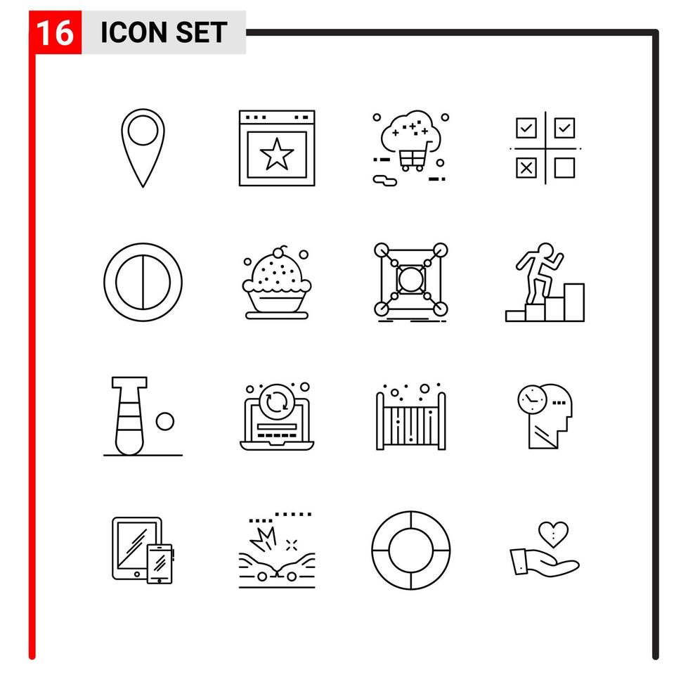 16 General Icons for website design print and mobile apps 16 Outline Symbols Signs Isolated on White Background 16 Icon Pack vector