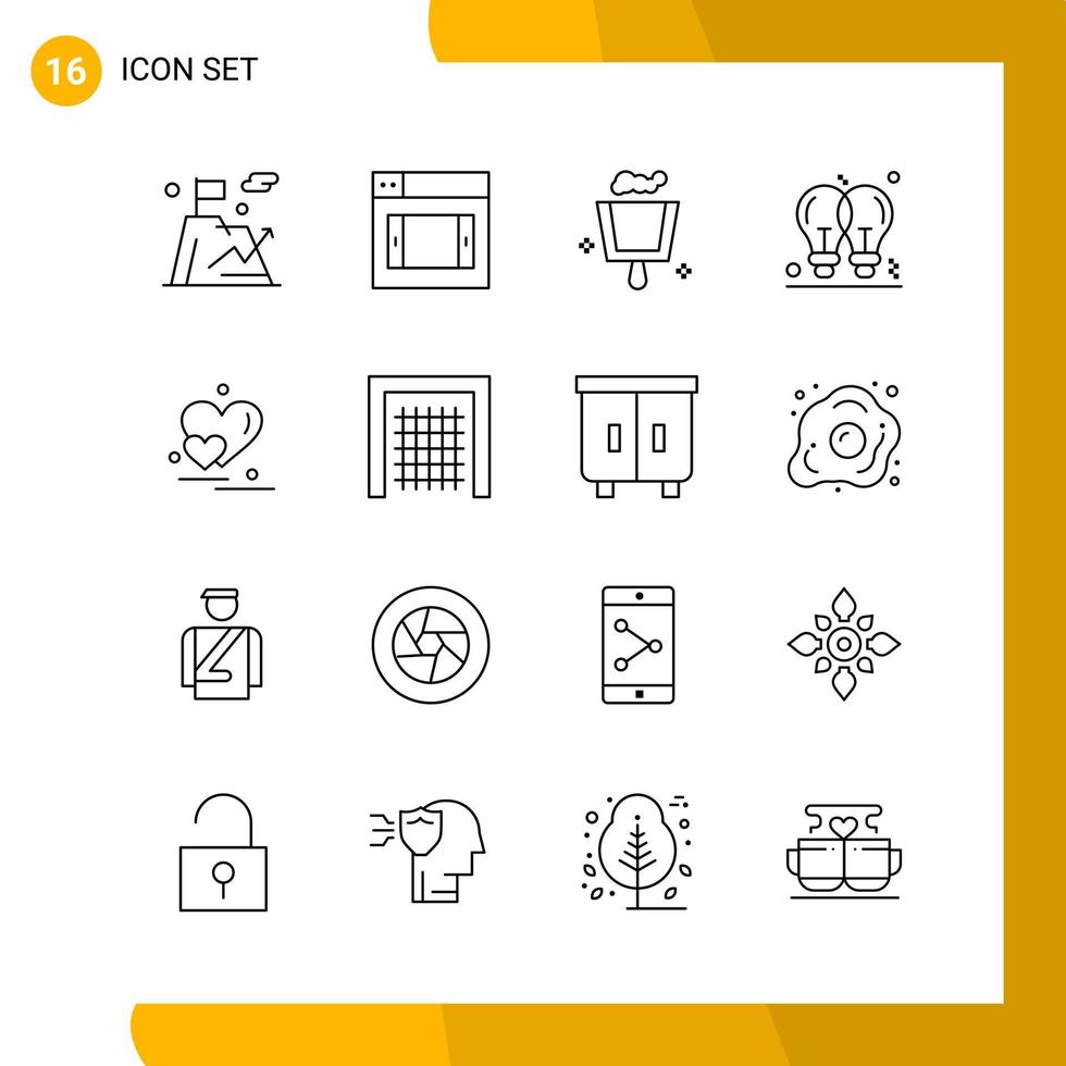 16 Icon Set Line Style Icon Pack Outline Symbols isolated on White Backgound for Responsive Website Designing vector