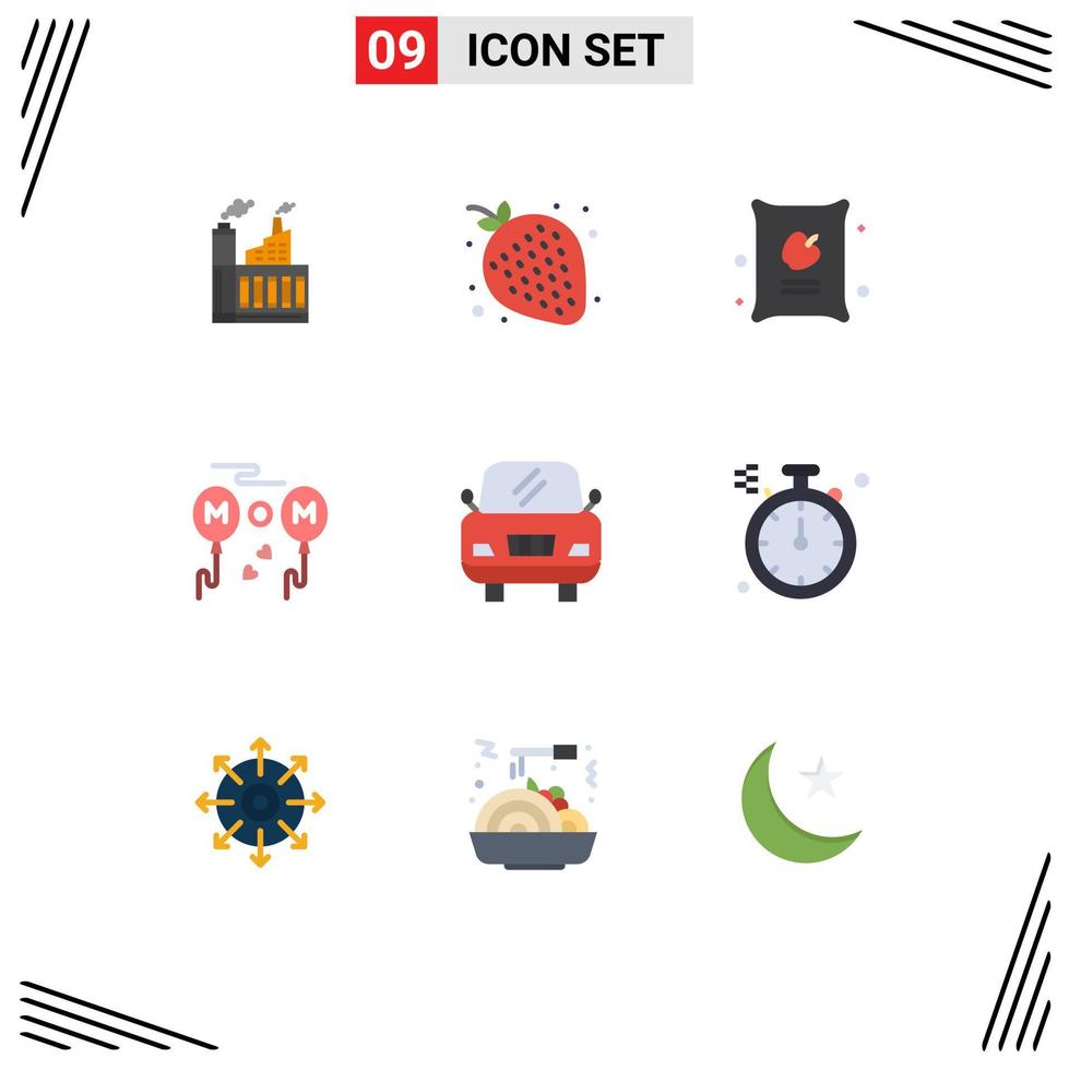 paquete de iconos de vector de stock de 9 signos y símbolos de línea para coche amor noche mamá bolsa elementos de diseño de vector editables