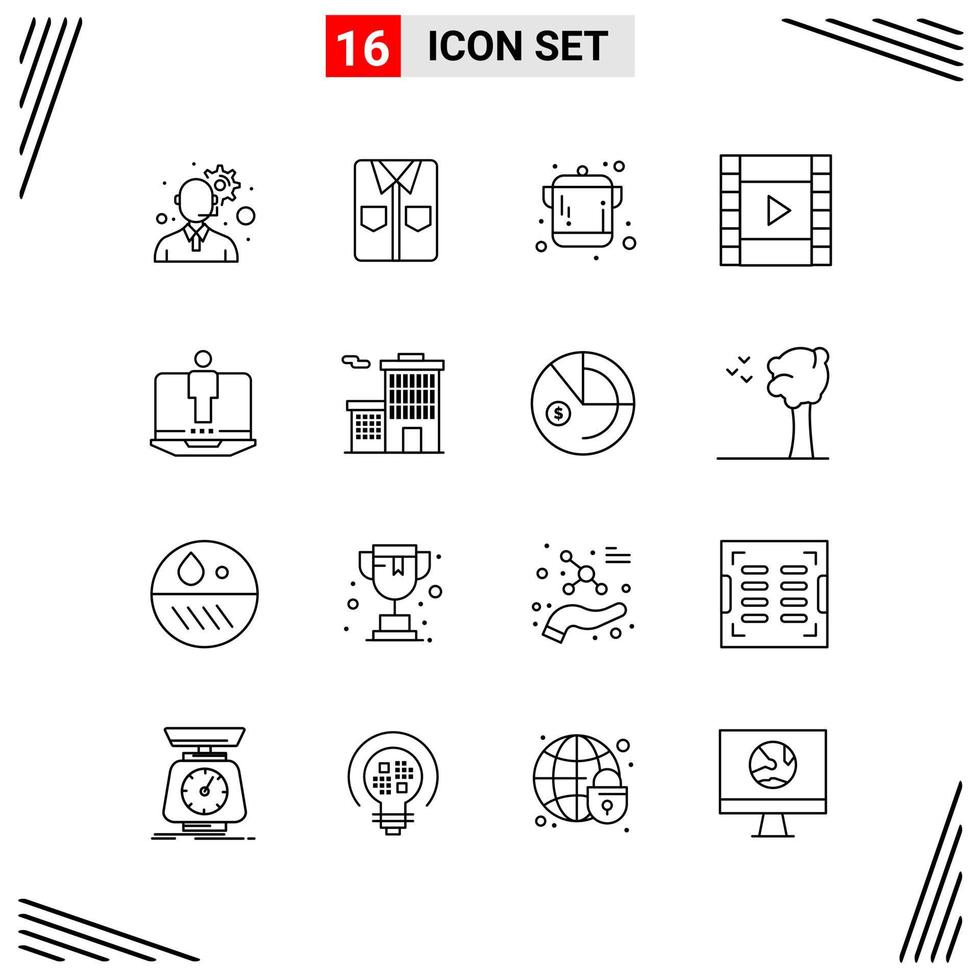 16 Icons Line Style Grid Based Creative Outline Symbols for Website Design Simple Line Icon Signs Isolated on White Background 16 Icon Set vector