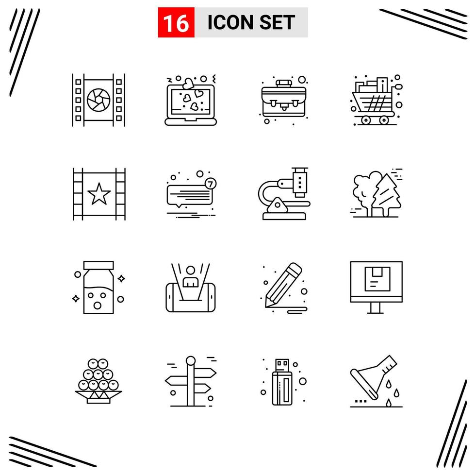 16 Icons Line Style Grid Based Creative Outline Symbols for Website Design Simple Line Icon Signs Isolated on White Background 16 Icon Set vector