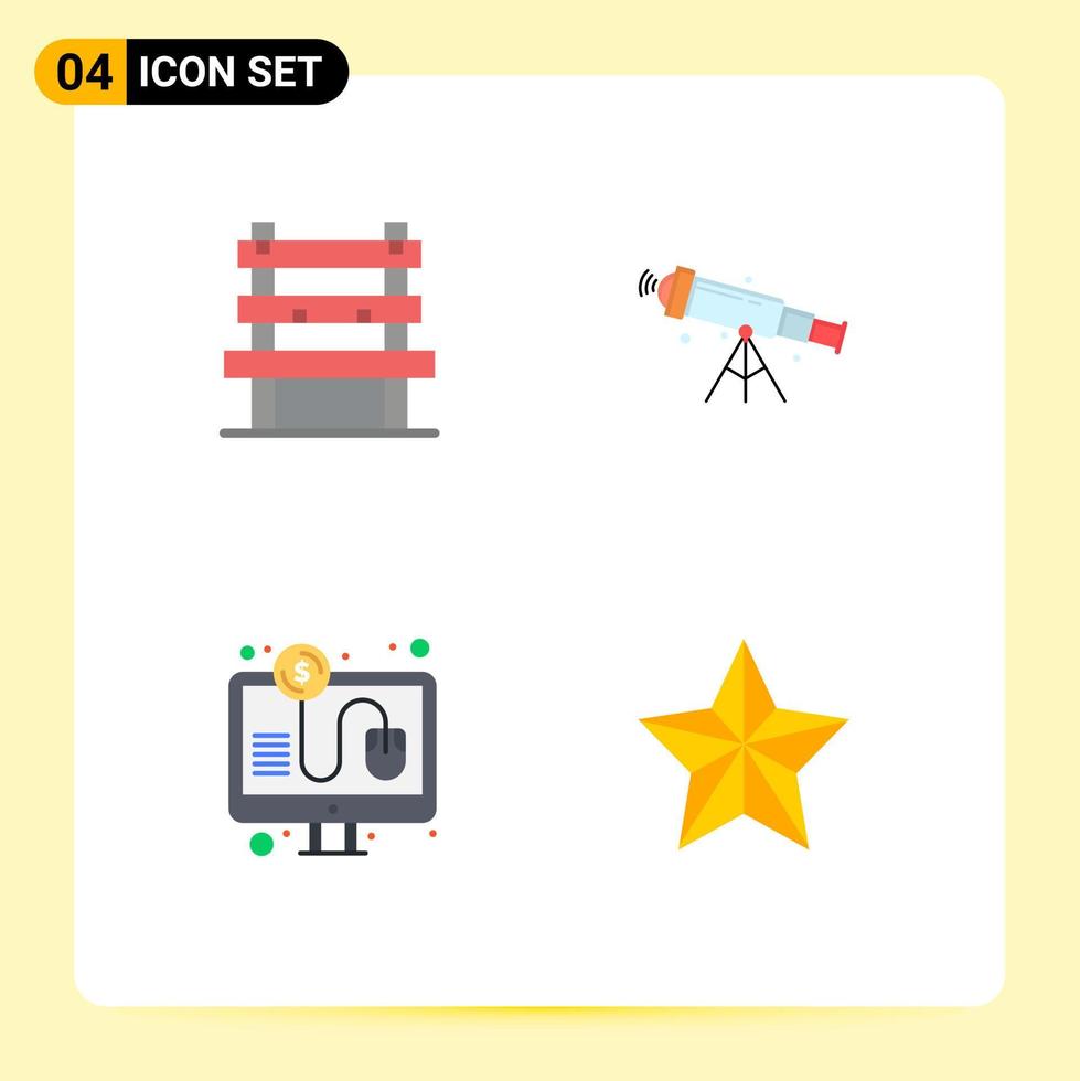 Universal Icon Symbols Group of 4 Modern Flat Icons of chair click waiting space per Editable Vector Design Elements