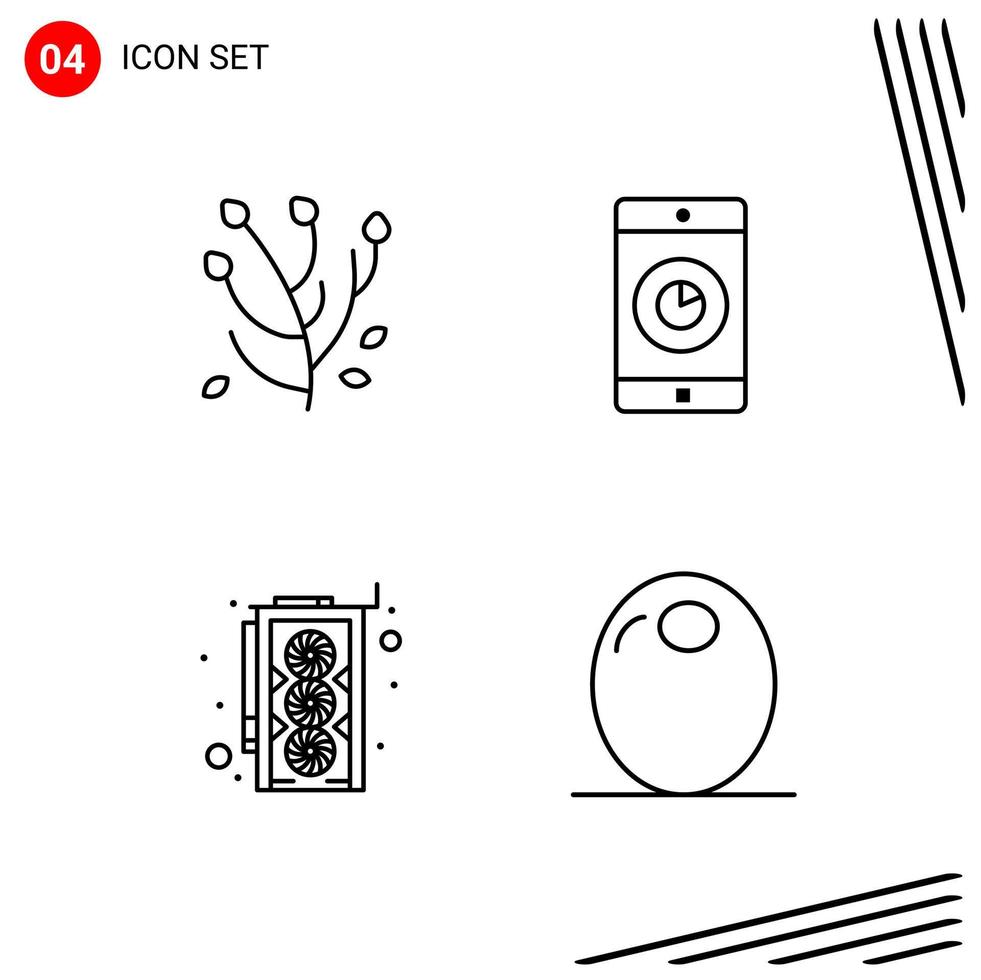 Collection of 4 Vector Icons in Line style Pixle Perfect Outline Symbols for Web and Mobile Line Icon Signs on White Background 4 Icons