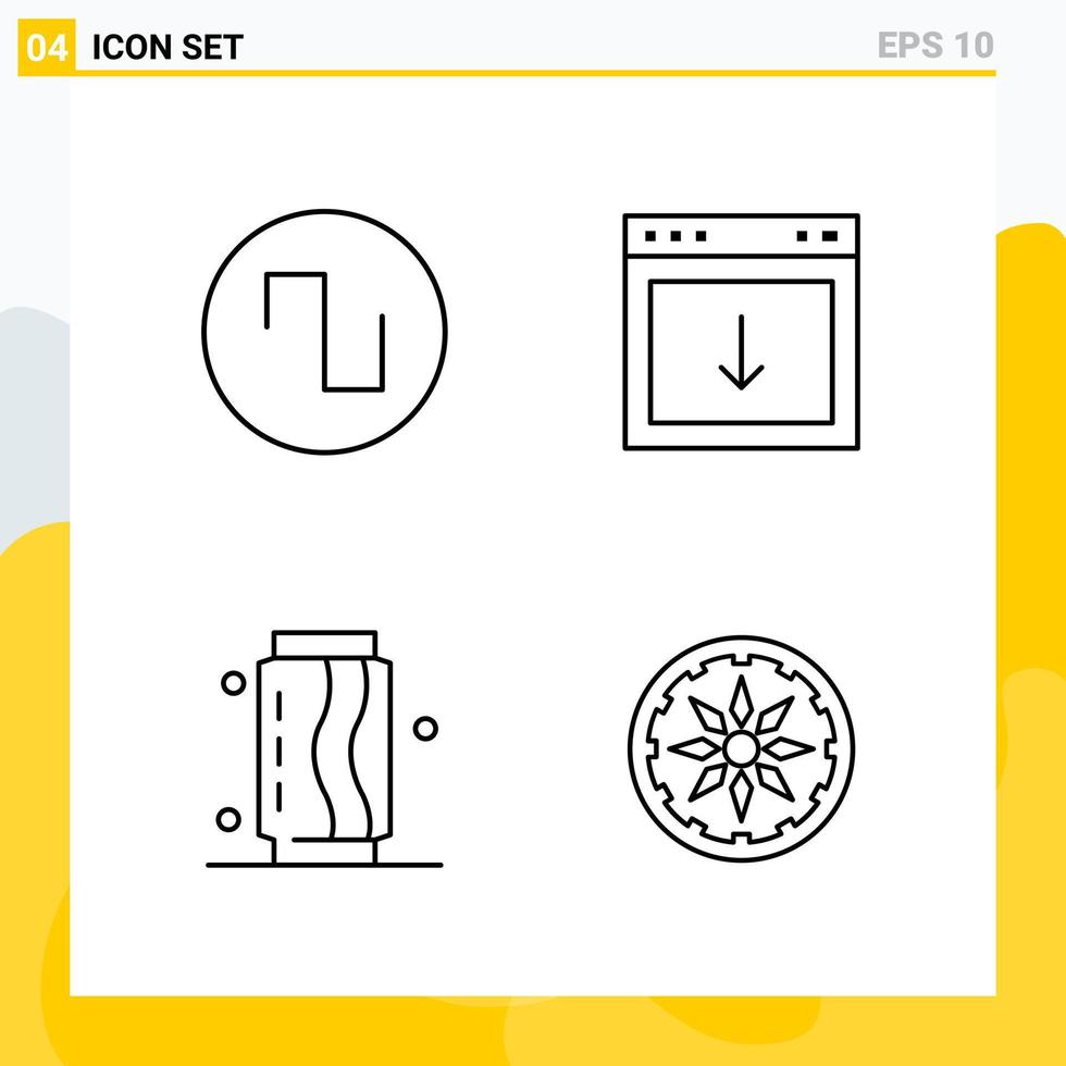 Collection of 4 Universal Line Icons Icon Set for Web and Mobile vector