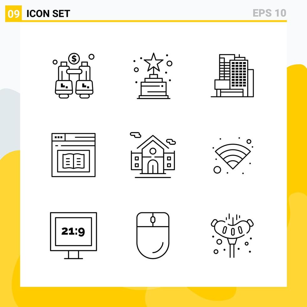 Collection of 9 Universal Line Icons Icon Set for Web and Mobile vector