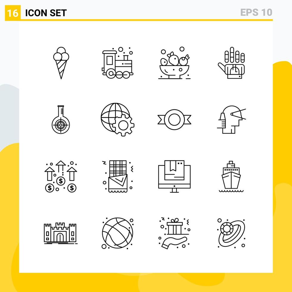 Collection of 16 Universal Line Icons Icon Set for Web and Mobile vector