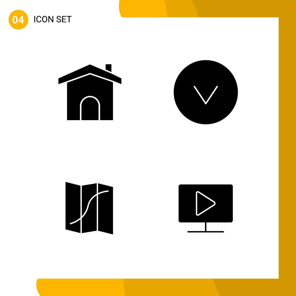 4 Icon Set Solid Style Icon Pack Glyph Symbols isolated on White Backgound for Responsive Website Designing vector