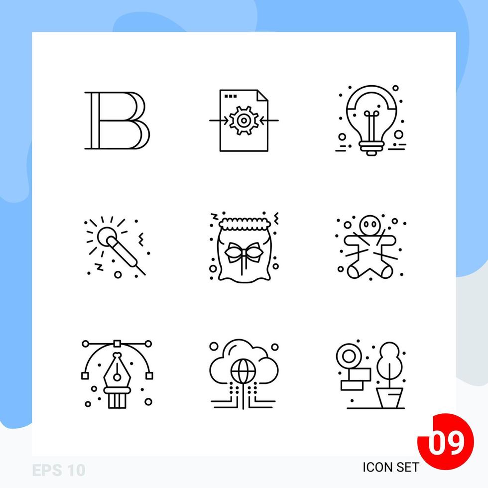 Modern Pack of 9 Icons Line Outline Symbols isolated on White Backgound for Website designing vector