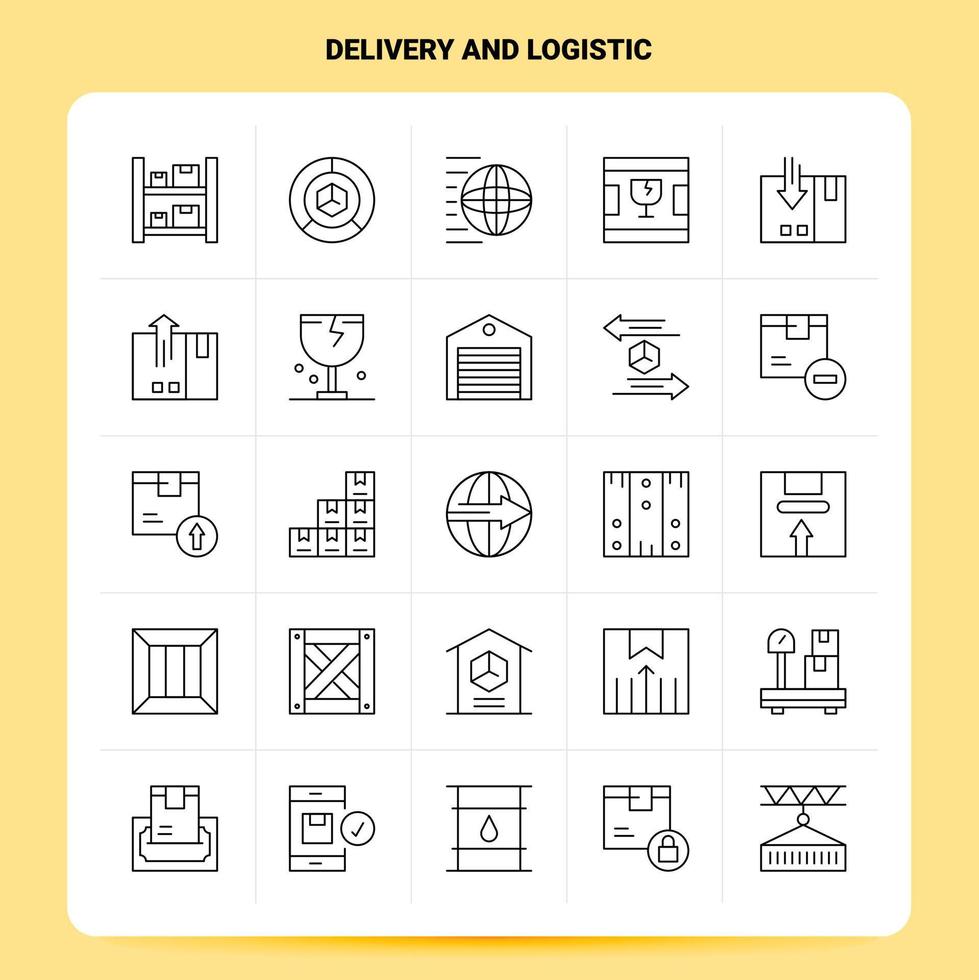 OutLine 25 Delivery And Logistic Icon set Vector Line Style Design Black Icons Set Linear pictogram pack Web and Mobile Business ideas design Vector Illustration