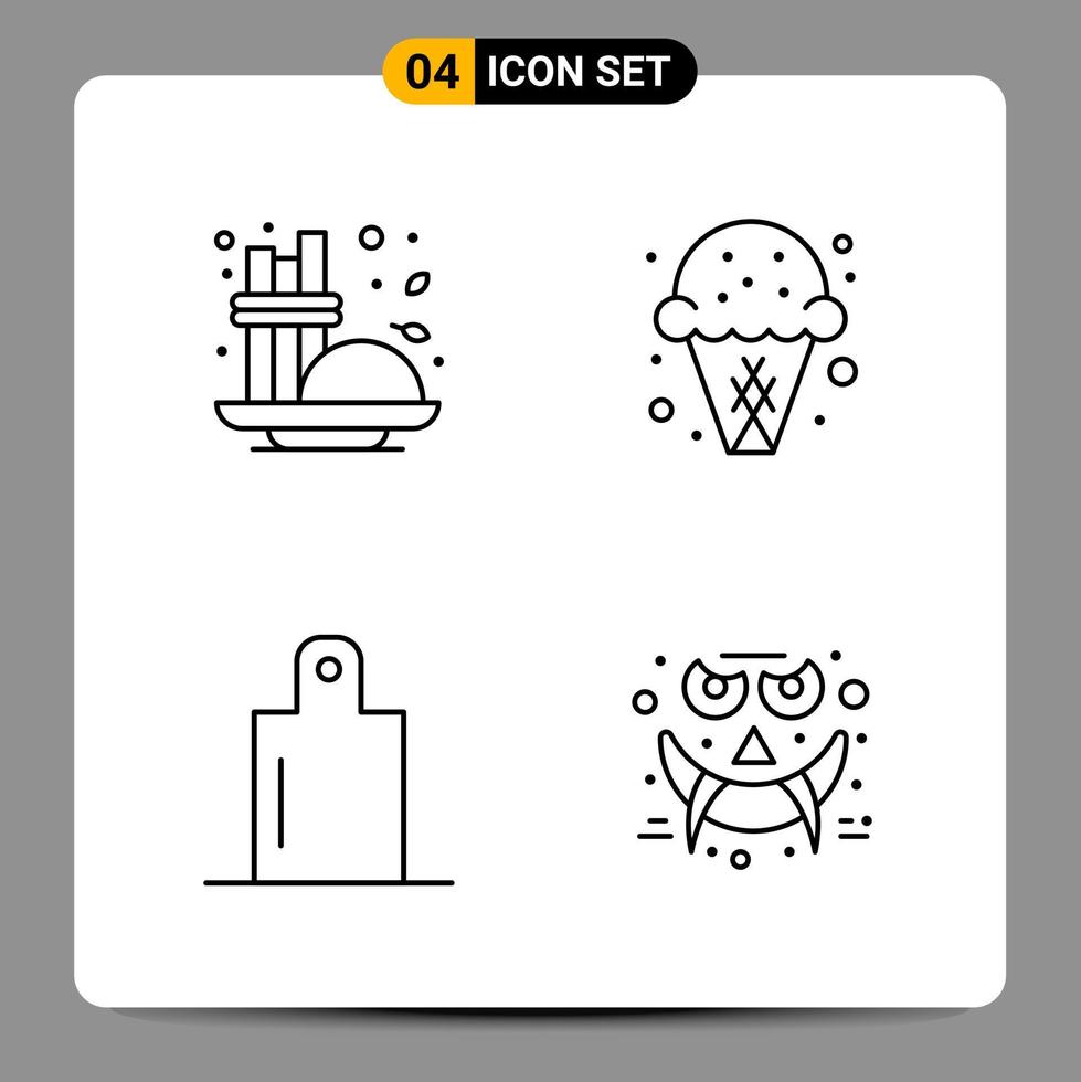 4 Black Icon Pack Outline Symbols Signs for Responsive designs on white background 4 Icons Set vector