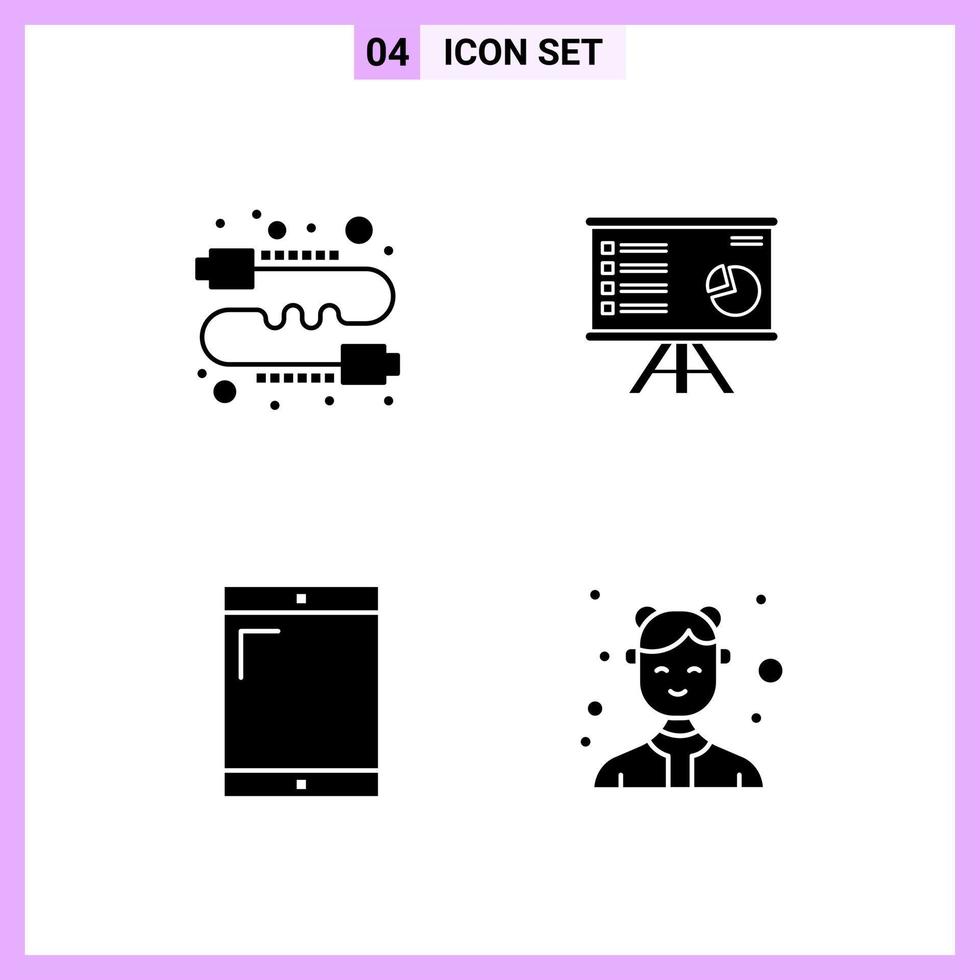 4 Icons in Solid Style Glyph Symbols on White Background Creative Vector Signs for Web mobile and Print