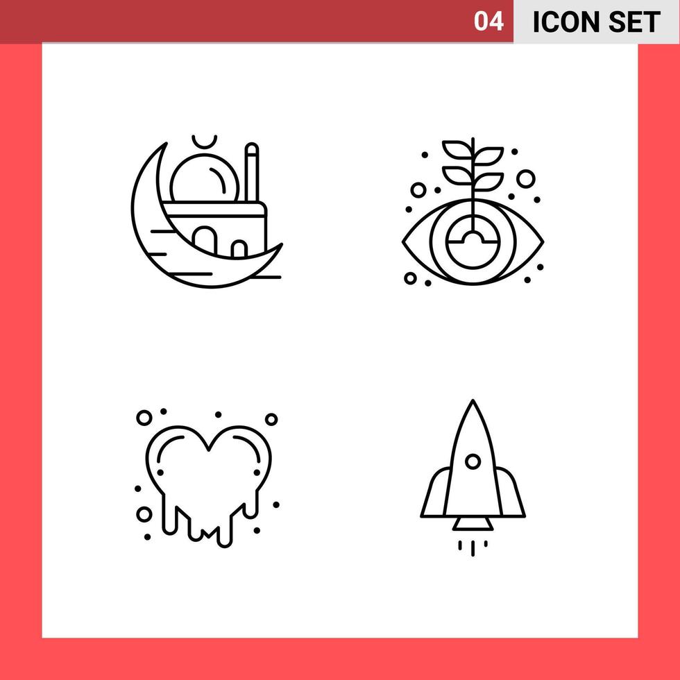 4 Icon Pack Line Style Outline Symbols on White Background Simple Signs for general designing vector