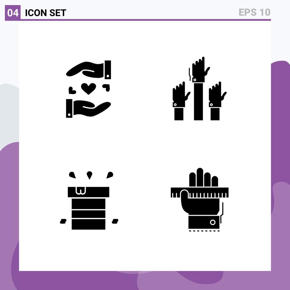4 Solid Glyph concept for Websites Mobile and Apps love bag wedding desire miscellaneous Editable Vector Design Elements