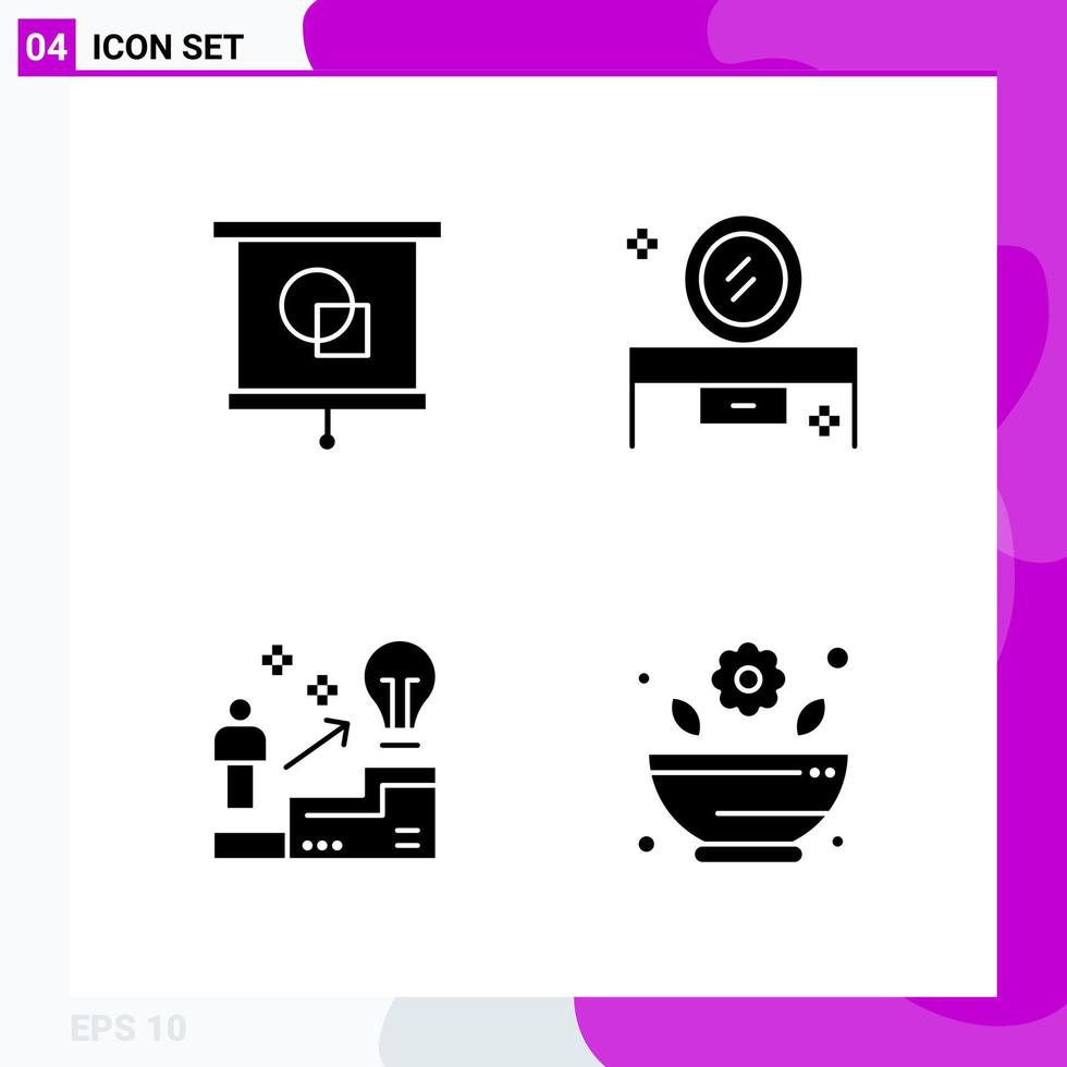 Solid Icon set Pack of 4 Glyph Icons isolated on White Background for Web Print and Mobile vector