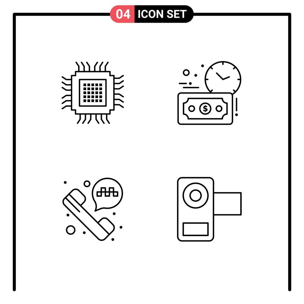 Concepto de 4 líneas para sitios web móviles y aplicaciones gran base de datos de llamadas de taxi cámara de inversión elementos de diseño vectorial editables vector