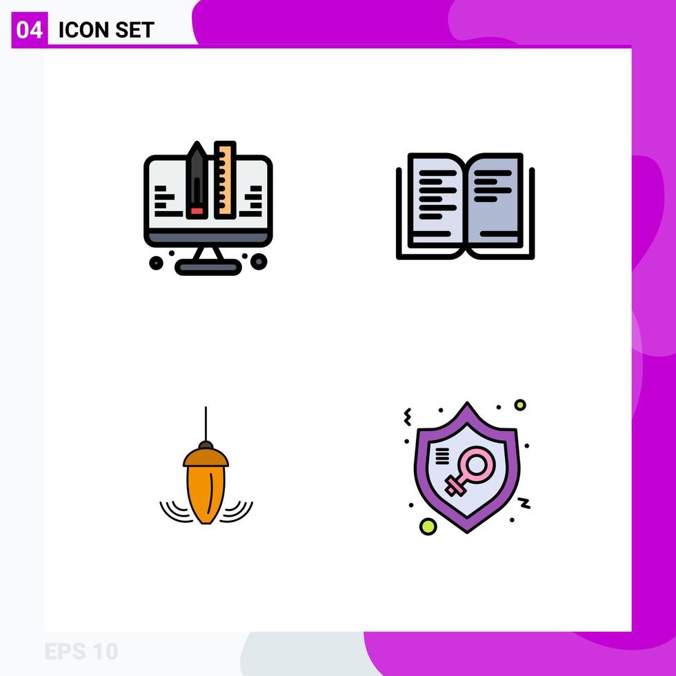 4 Filledline Flat Color concept for Websites Mobile and Apps coding measurement web school plummet Editable Vector Design Elements