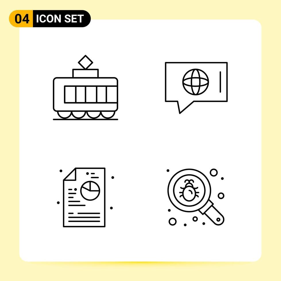 4 Creative Icons for Modern website design and responsive mobile apps 4 Outline Symbols Signs on White Background 4 Icon Pack vector