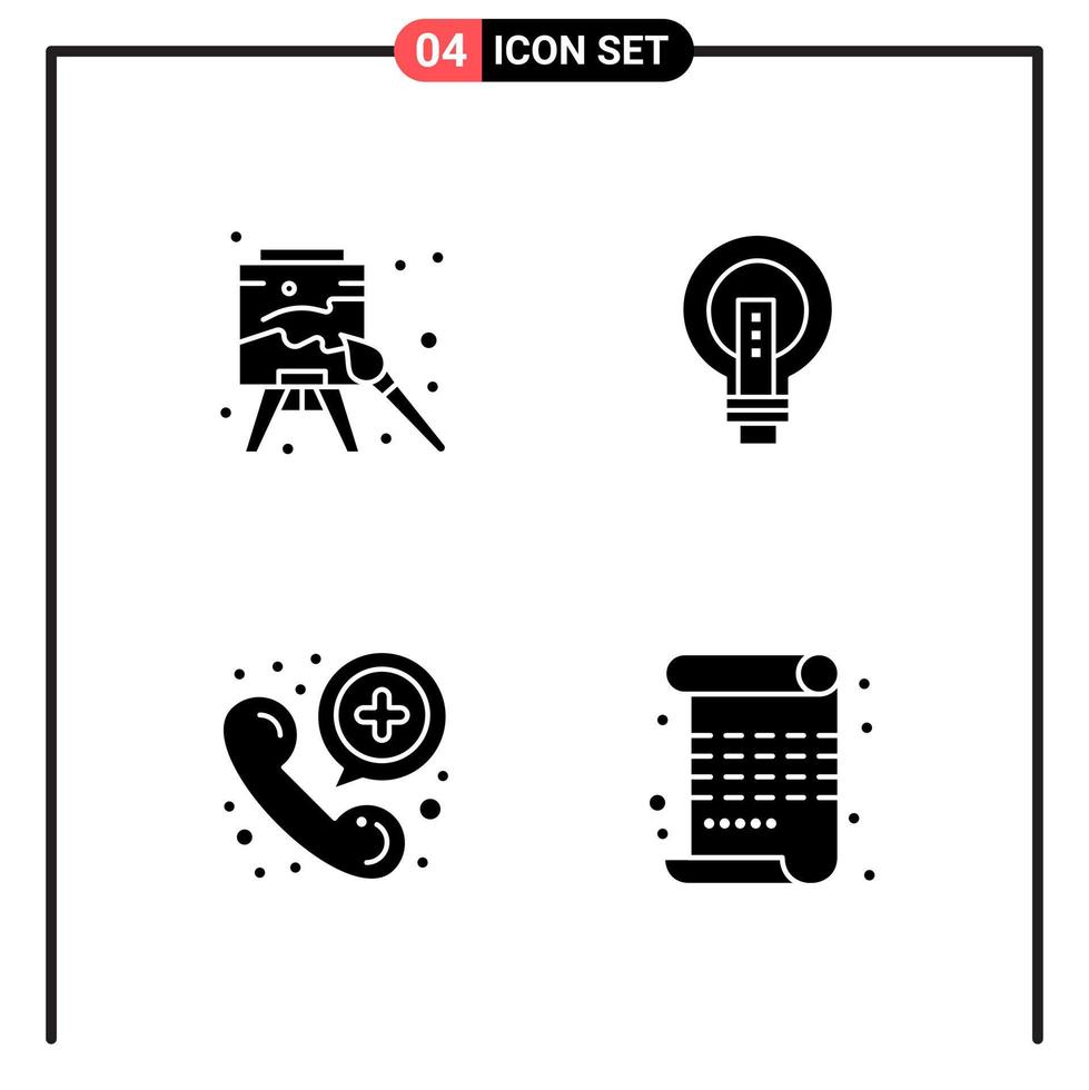 Set of 4 Solid Style Icons for web and mobile Glyph Symbols for print Solid Icon Signs Isolated on White Background 4 Icon Set vector