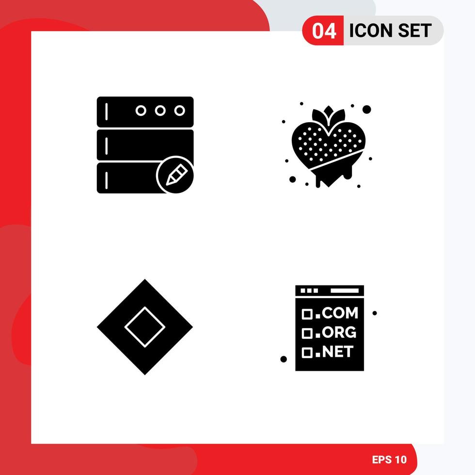 Stock Vector Icon Pack of 4 Line Signs and Symbols for database soap food vegetarian symbols Editable Vector Design Elements