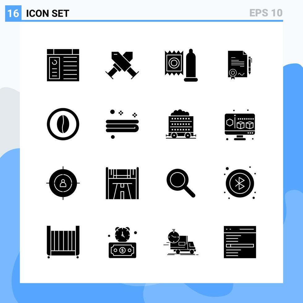 Modern 16 solid style icons Glyph Symbols for general use Creative Solid Icon Sign Isolated on White Background 16 Icons Pack vector