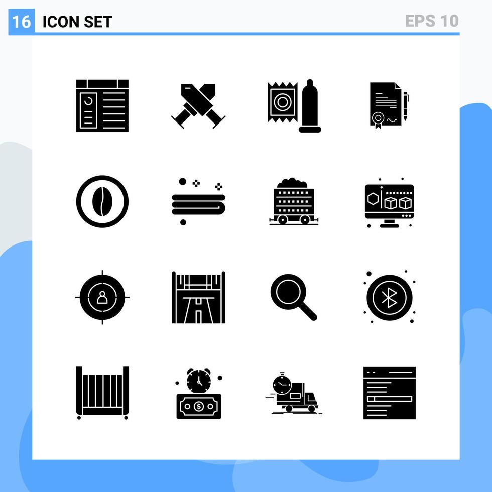 moderno 16 iconos de estilo sólido símbolos de glifo para uso general signo de icono sólido creativo aislado sobre fondo blanco paquete de 16 iconos vector