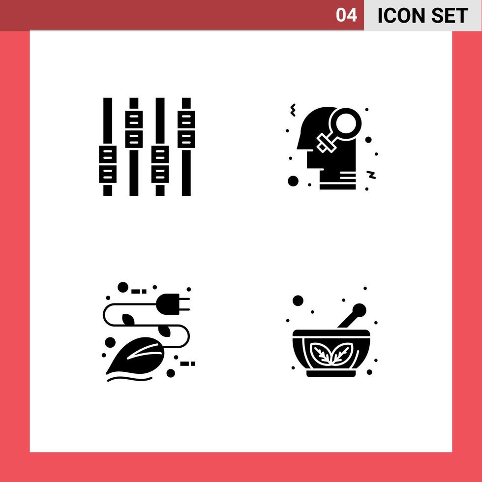 Group of 4 Modern Solid Glyphs Set for control leaf feminism homosexuality eco Editable Vector Design Elements