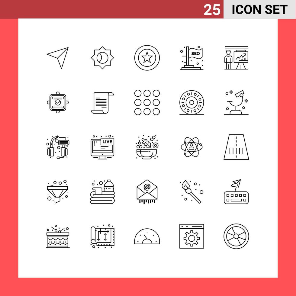 Pack of 25 creative Lines of presentation business award seo idea Editable Vector Design Elements